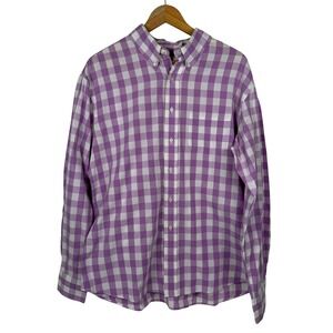 RVYC Mens XL Purple Gingham Check Button Down Long Sleeve Cotton Shirt USA Made